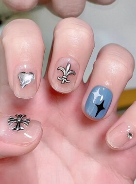 特价秒杀纯手工穿戴甲显白克的罗心美甲学生短款甲可拆卸成品光疗