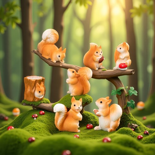微景观创意可爱小松鼠公仔