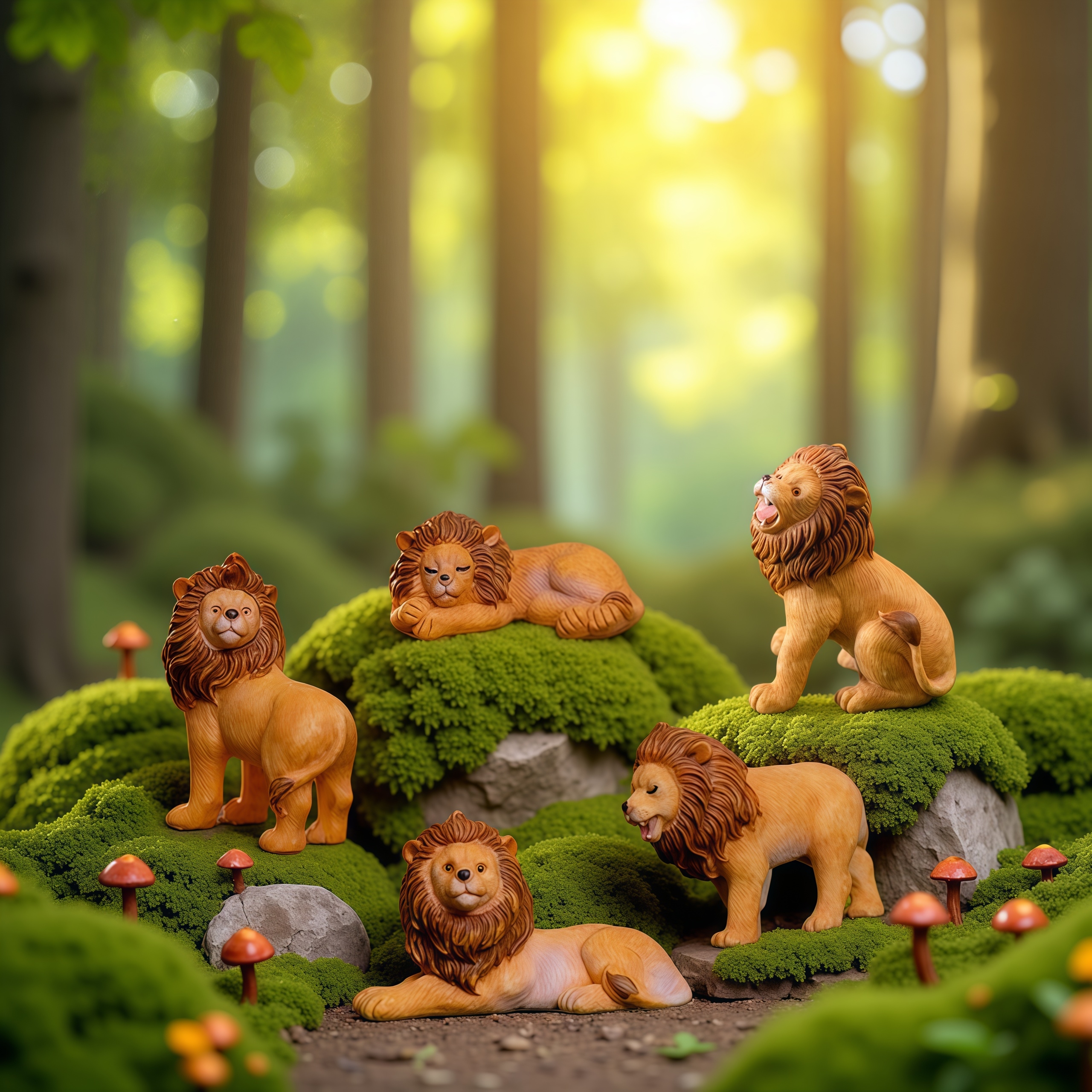 微景观创意仿真狮子狮子王摆件