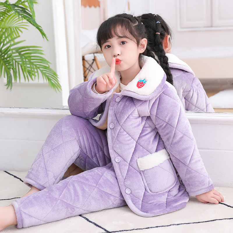 儿童睡衣女孩冬季加厚法兰绒