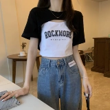 Короткий сексуальный комплект, ретро футболка с коротким рукавом, европейский стиль, в американском стиле