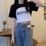 Короткий сексуальный комплект, ретро футболка с коротким рукавом, европейский стиль, в американском стиле