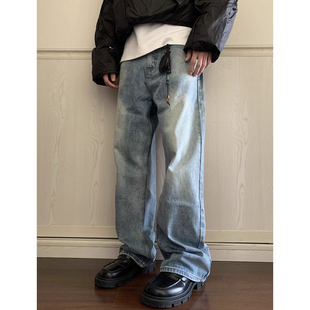 宽松水洗直筒休闲长裤 COA 百搭蓝白牛仔裤 复古基础款 美式
