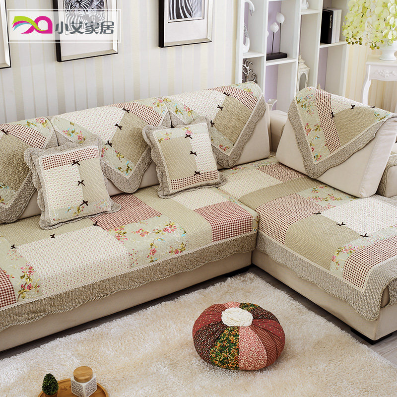 手工拼布艺加厚田园防滑全棉真皮沙发垫四季纯棉组合木沙发坐垫子