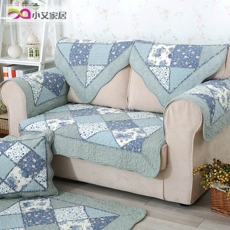 手工拼布艺加厚田园防滑全棉真皮沙发垫四季纯棉组合木沙发坐垫子