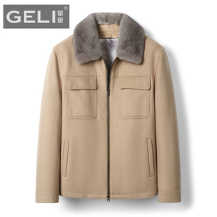 冬季 高端派克服男山羊绒面料整貂水貂内胆皮毛一体翻领夹克外套厚
