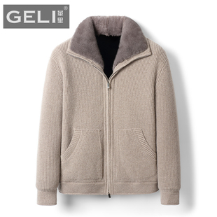 休闲外套厚 立翻领时尚 羊绒面料新款 派克服男貂绒内胆皮毛一体短款