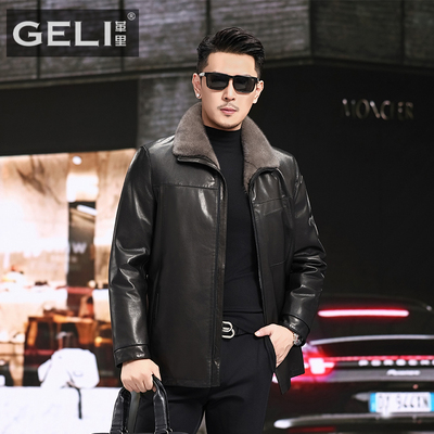 高端貂皮大衣男真皮皮衣山羊皮中长款商务皮毛一体十字貂内胆外套