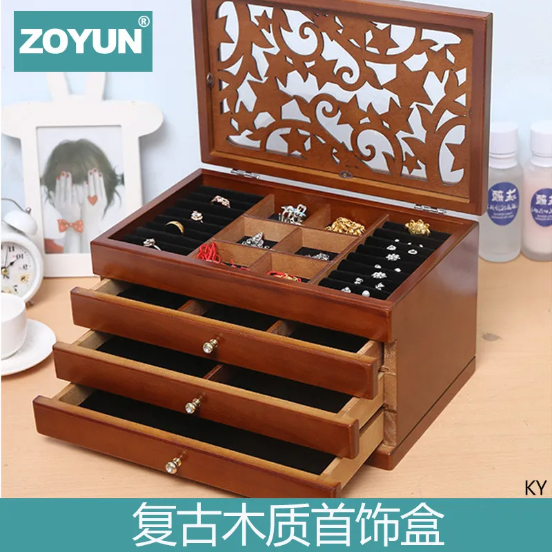 创意古风结婚礼盒手饰品项链发簪首饰盒复古收纳盒木盒子梳妆盒