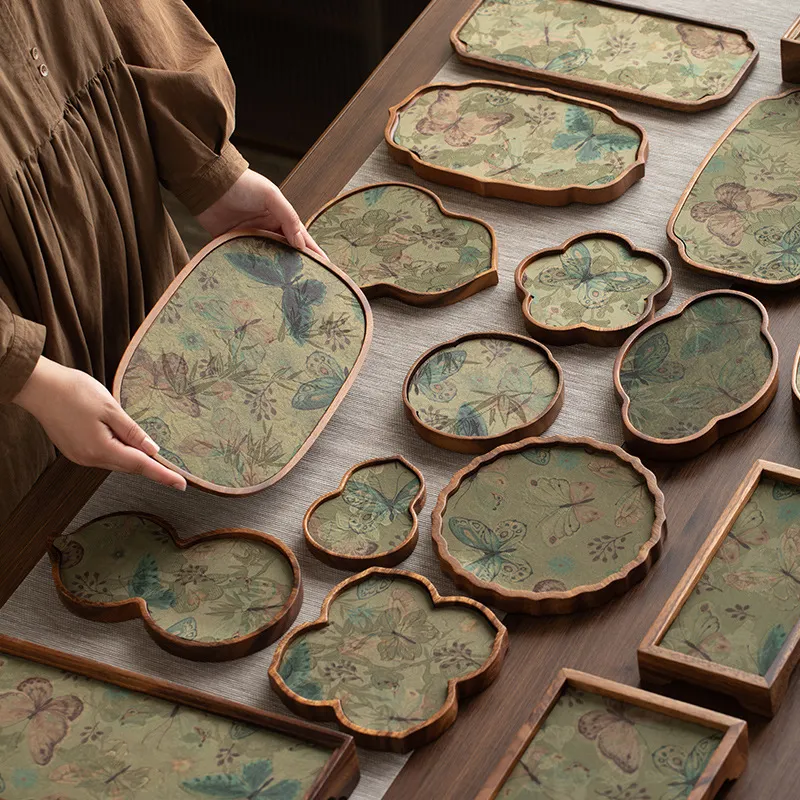 胡桃木托盘多款式实木壶承简约酒店茶盘单层壶托长方形家用干泡台