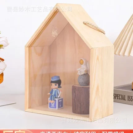 圣诞节伴手礼盲盒木质手办收纳泡泡玛特毛绒娃娃公仔玩偶模型展示