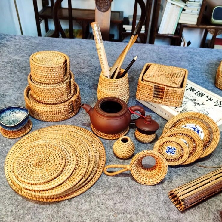 越南真藤圆形杯垫方型隔热垫小号