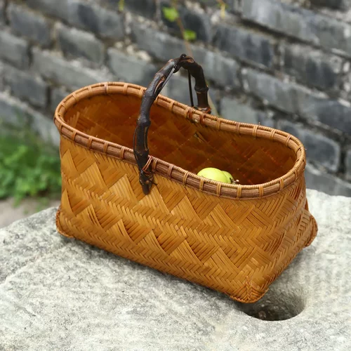 竹制品手提篮手工竹编包竹篮禅意手拎包复古收纳包茶具茶道收纳包