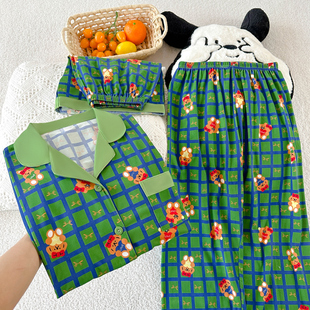 仿棉夏季 少女夏季 套装 三件套可外可爱卡通小熊印花家居度舒适开衫