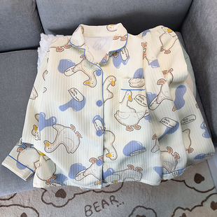 网红爆款 鸭子印花学生宿舍睡衣女可外穿空气棉夹层保暖加厚家居服