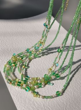 一梦星河原创汉服配饰薄荷青柠串珠项链手链小清新简约璎珞