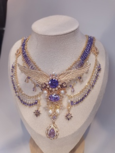 一梦星河/原创设计复古风紫色锆石翅膀未婚妻异域风项链礼服项链