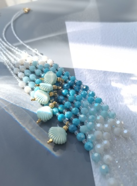 原创设计新中式国风复古小众高级感轻奢时尚设计配饰品蓝色贝壳