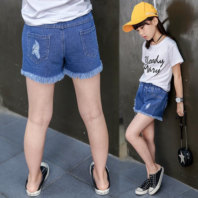 2012女童牛仔短裤童装潮薄款儿童新款童裤14毛边2017夏装小孩2018