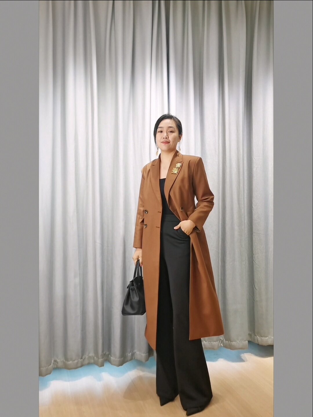 春秋气质精品中长款西装外套修身西装风衣