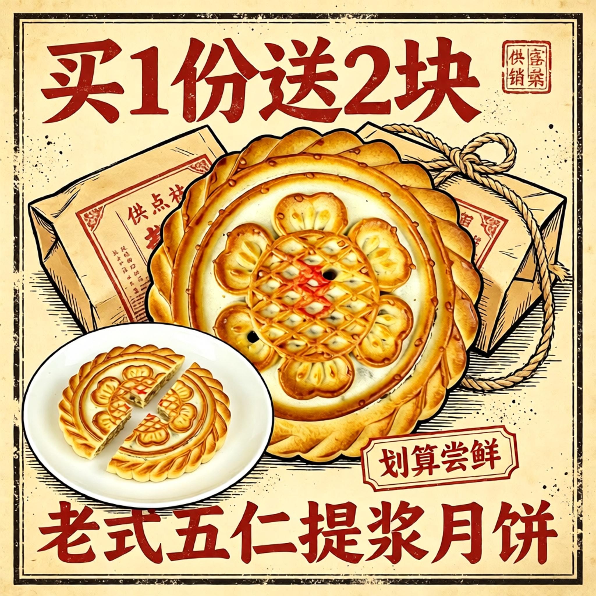 老太原提江月饼五仁散装传统手工