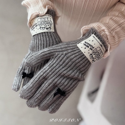 韩国童装代购2025冬季新款Poisson女孩百搭甜美公主针织儿童手套