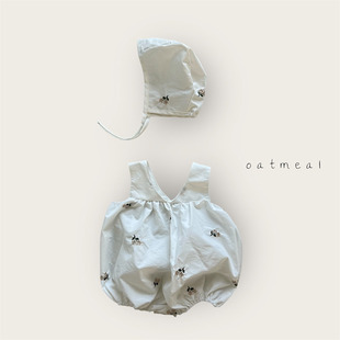 韩国童装代购2026春季新款OATMEAL小童婴幼儿百搭女孩连身衣+帽子