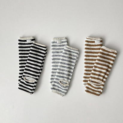 韩国儿童袜子代购onu冬新款2025新款男女孩宝宝百搭条纹堆堆袜套