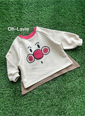 韩国童装代购2025秋季新款OhLaVie男女孩宝宝百搭面包超人披风T恤