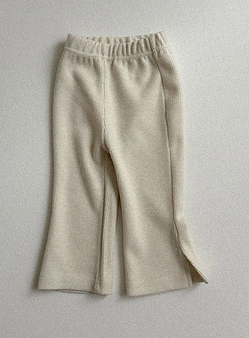 韩国童装代购2025冬款ATOMEME女孩宝宝小童百搭侧开口磨毛微喇裤