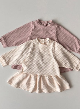 韩国童装代购2026春季新款onu女孩宝宝百搭休闲儿童长袖连衣裙