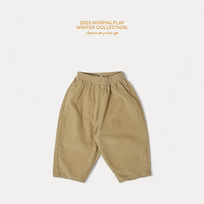 韩国童装代购2025冬款NORMALPLAY男女孩中大童宽松休闲灯芯绒裤子