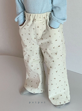 韩国童装代购2025冬新款puipui女孩小童宝宝百搭时尚灯芯绒微喇裤