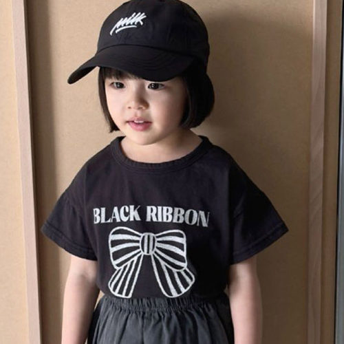 韩国童装代购2026夏款Mignon女孩甜美宝宝百搭蝴蝶结儿童短袖T恤