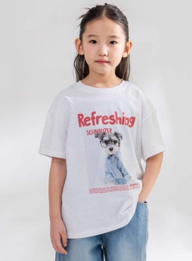 韩国童装代购2026春新款bucketlist男女孩时尚中大童狗狗短袖T恤