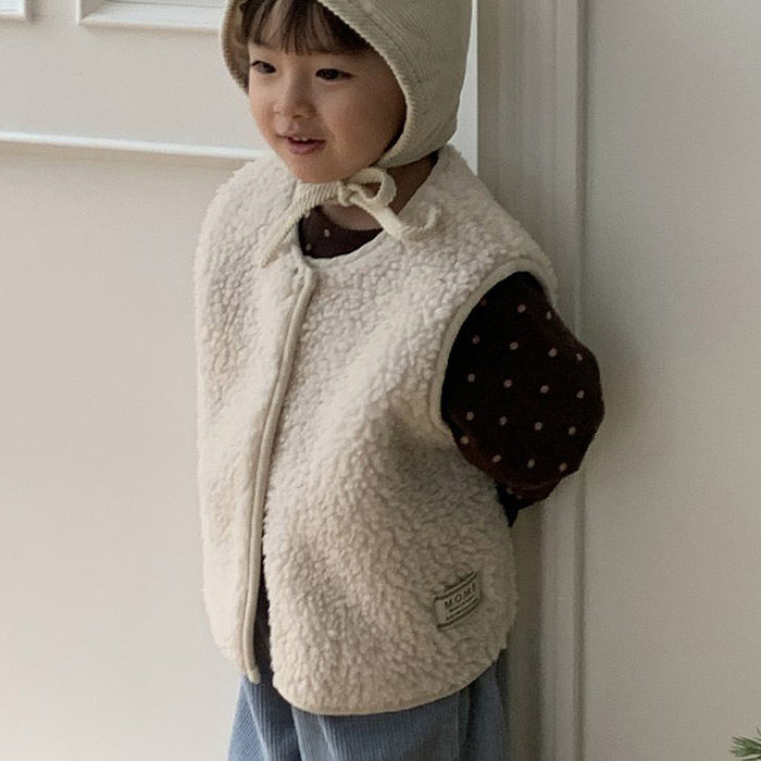 韩国童装代购2025冬季新款mome男女孩时尚宝宝儿童百搭毛毛马甲