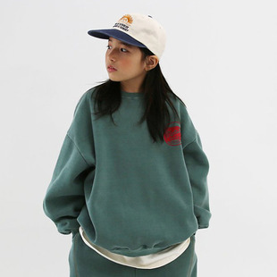 韩国童装代购12months男女孩中大童2025冬季新款儿童百搭抓绒卫衣