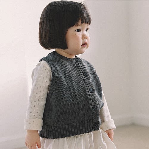 韩国童装代购2026春季新款melmel时尚男女孩百搭儿童针织马甲背心
