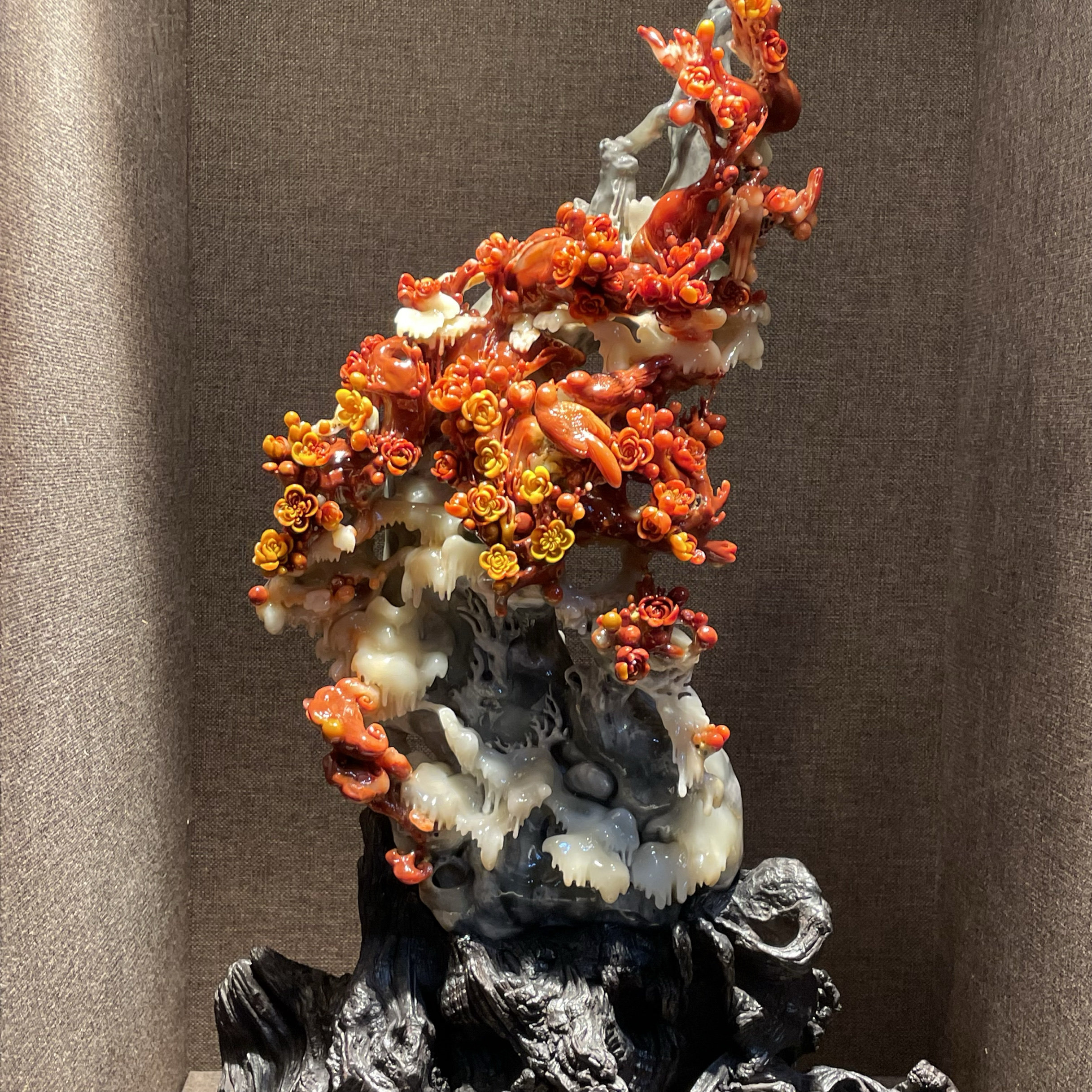 寿山石田黄办公摆件芙蓉结晶体石石雕