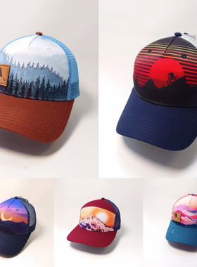 美国 Locale 山系户外日落网眼透气遮阳防晒登山帽卡车司机帽棒球