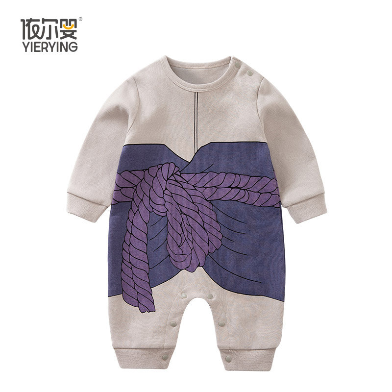 网红婴儿服可爱宝宝满月服男女百日摄影拍照腰绳棉质连体衣春秋装