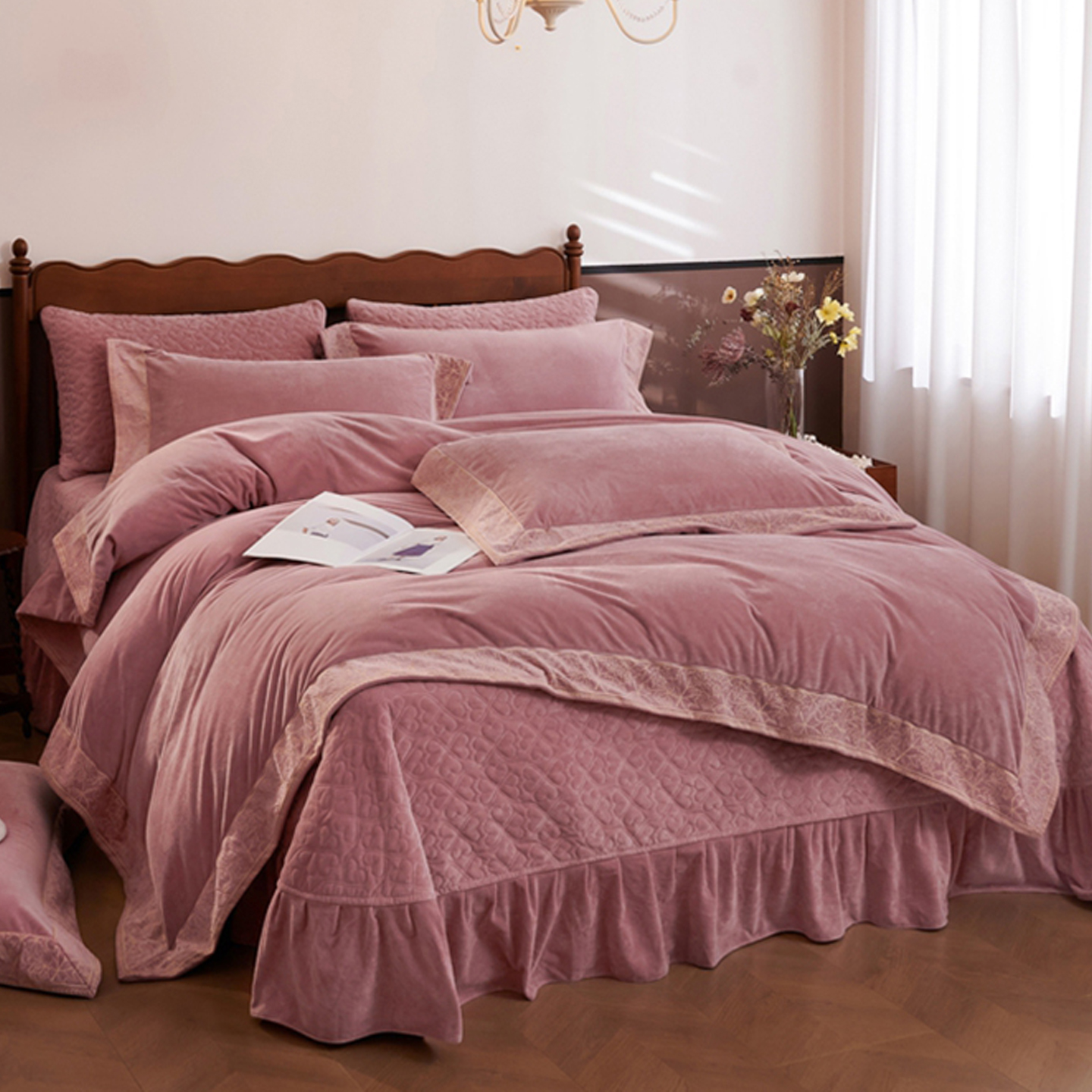 床盖款牛奶绒四件套欧式冬季保暖