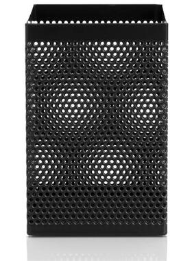 得力（deli） 金属网纹方形笔筒 黑色 908 方形笔筒 1个