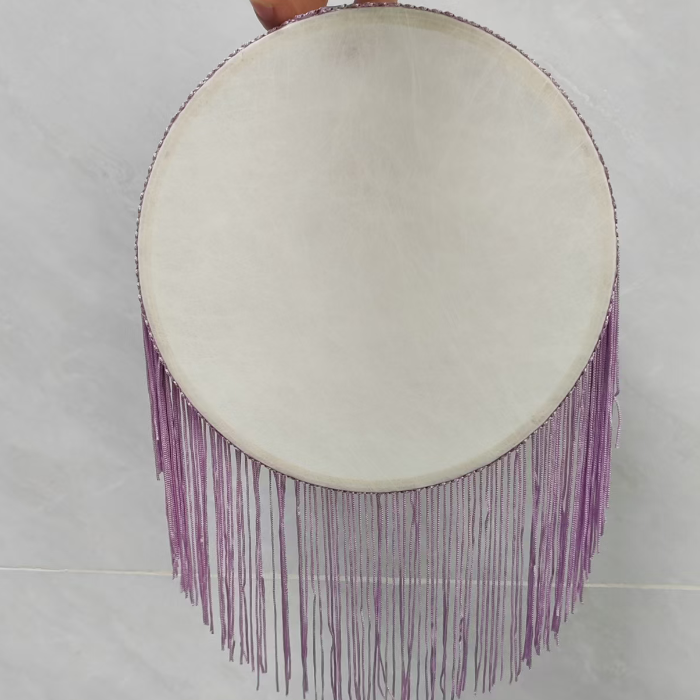 春嬉舞蹈道具岭南钱鼓舞澜水见月圆长15厘米流苏鼓手拍鼓儿童成人