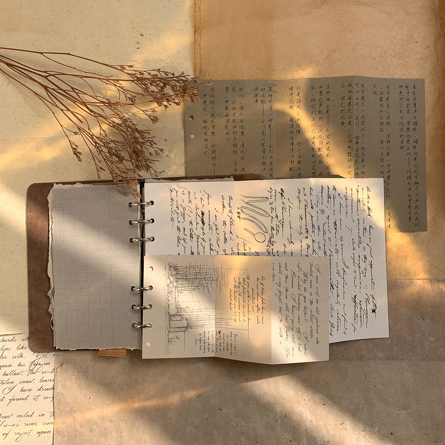 墨下【折页内页】m5/a6/a7/a5三折页活页手帐本内芯手账彩色替芯