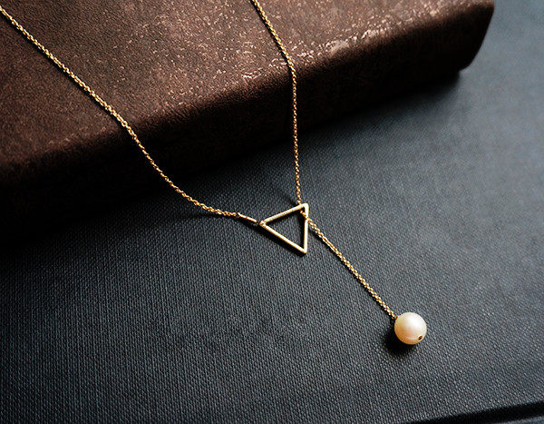 shaw&witch设计师饰品 欧美风y字简约百搭三角形珍珠短款项链女