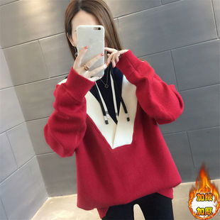 胖mm300斤宽松显瘦上衣女加绒长袖 清仓捡漏专柜撤回特大码 卫衣女