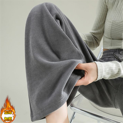 加绒加厚宽松显瘦300斤长裤女