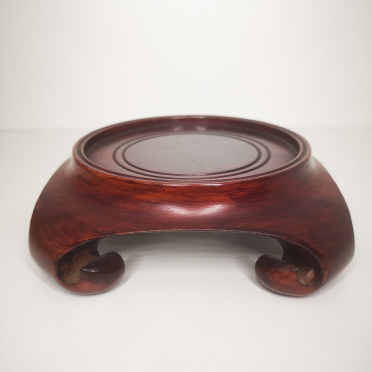 回流老红木底座天圆地方木托全品内径9.5cm