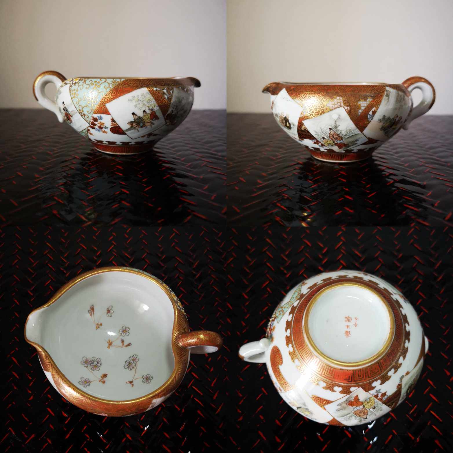 日本九谷烧鏑木製描金人物公道杯收藏品長11cm
